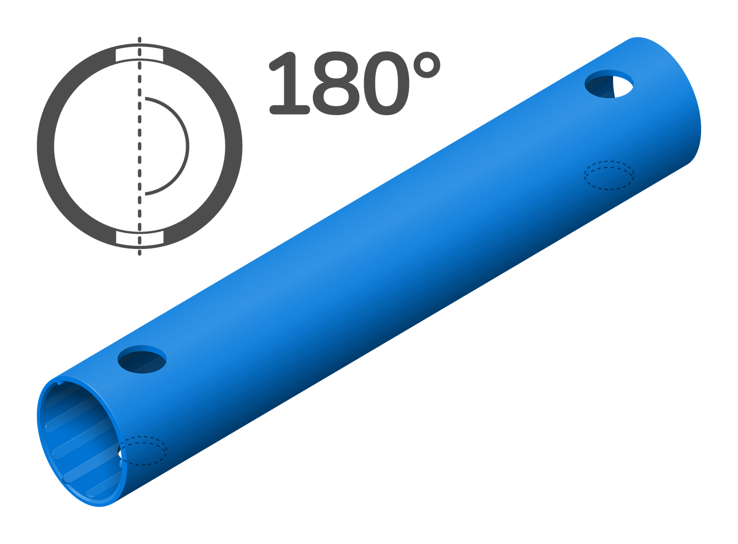 Tube 35 cm 180° (4 trous de vis)