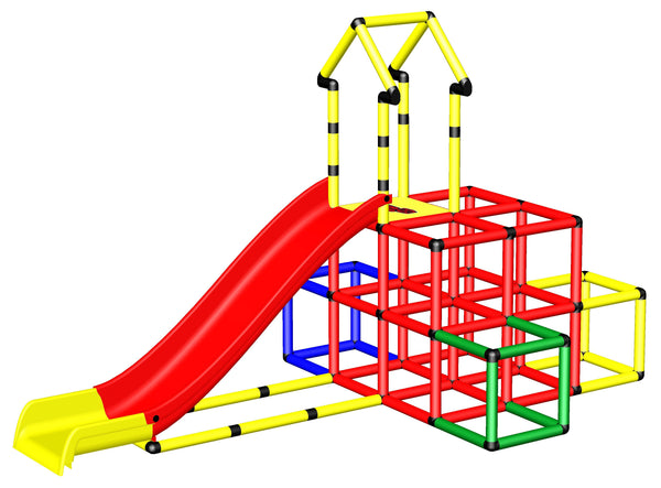 Cube d'escalade avec toboggan modulaire